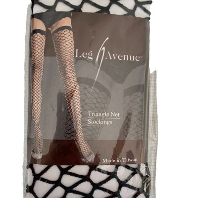 NWT LEG AVENUE Stockings Black Fishnet Knit Pattern Thigh High OS 90-160 lbs